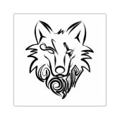 Zwart-witte tribale Wolf Rubberstempel (Afrduk)