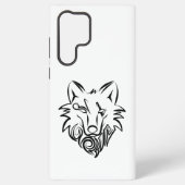 Zwart-witte tribale Wolf Samsung Galaxy Hoesje (Achterkant)
