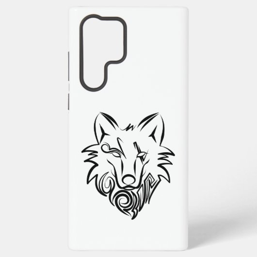 Zwart-witte tribale Wolf Samsung Galaxy Hoesje (Achterkant)