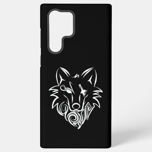 Zwart-witte tribale Wolf Samsung Galaxy Hoesje (Achterkant)