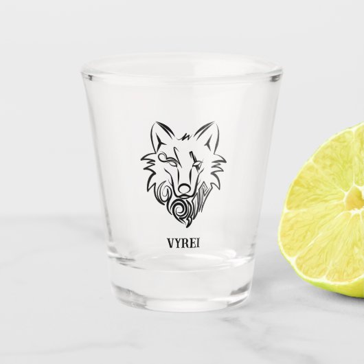 Zwart-witte tribale Wolf Shot Glas (Voorkant)