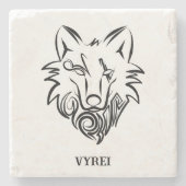 Zwart-witte tribale Wolf Stenen Onderzetter (Voorkant)