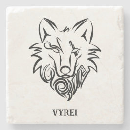 Zwart-witte tribale Wolf Stenen Onderzetter