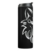 Zwart-witte tribale Wolf Thermosbeker (Gedraaid links)