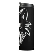Zwart-witte tribale Wolf Thermosbeker (Geroteerd rechts)