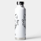 Zwart-witte tribale Wolf Waterfles (Links)