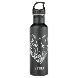 Zwart-witte tribale Wolf Waterfles