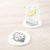 Zwart-witte tribale Wolf Zandsteen Onderzetter (Zijkant)