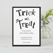 Zwart-witte trick or treat kaart (Staand voorkant)