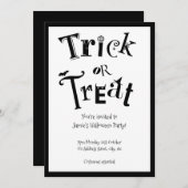 Zwart-witte trick or treat kaart (Voorkant / Achterkant)
