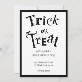 Zwart-witte trick or treat kaart