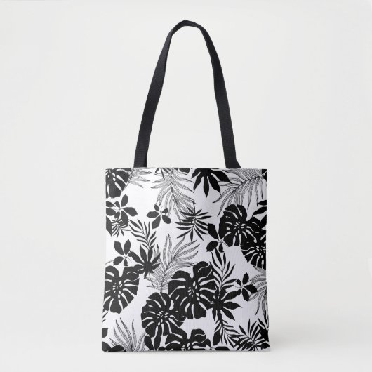 Zwart-witte tropen: Silhouetted Natuur Tote Bag (Voorkant)