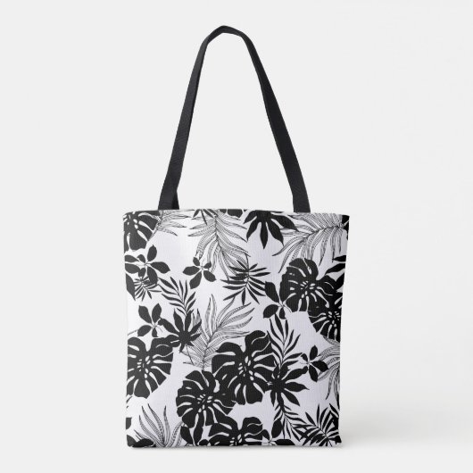 Zwart-witte tropen: Silhouetted Natuur Tote Bag (Achterkant)