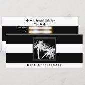 Zwart & Witte Tropische Palmboom Cadeaubon (Voorkant / Achterkant)