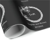 Zwart Witte Trouw Monogram Cadeaupapier (Rol Hoek)