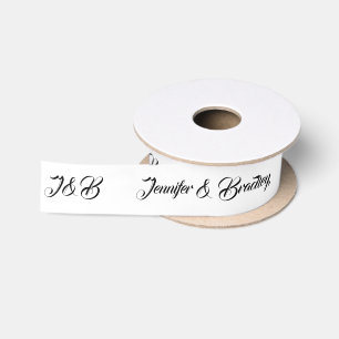 Zwart Witte Trouw Monogram Met Persoonlijke Namen Satijnen Lint