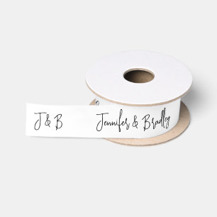 Zwart Witte Trouw Monogram Met Persoonlijke Namen Satijnen Lint