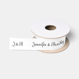 Zwart Witte Trouw Monogram Met Persoonlijke Namen Satijnen Lint