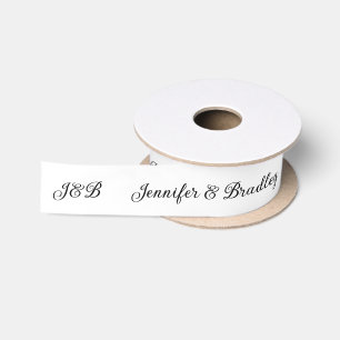 Zwart Witte Trouw Monogram Met Persoonlijke Namen Satijnen Lint