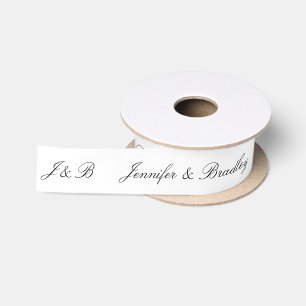 Zwart Witte Trouw Monogram Persoonlijke Namen Satijnen Lint