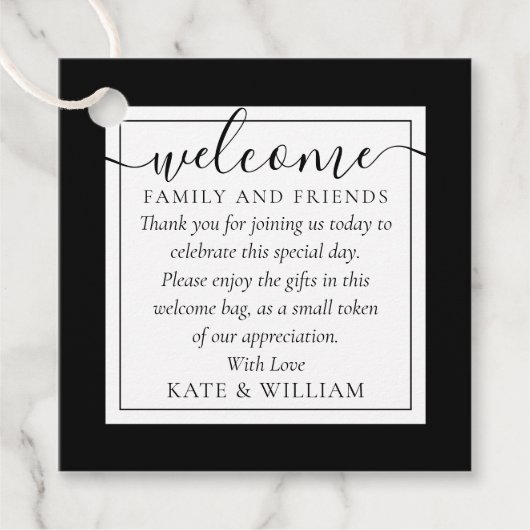 Zwart-Witte Trouwcadeautas Bedankjes Labels (Voorkant)