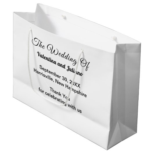 Zwart-witte trouwcadeautas groot cadeauzakje (Voorkant Gekanteld)