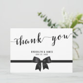 Zwart-witte trouwkaart bedanken bedankkaart (Staand voorkant)