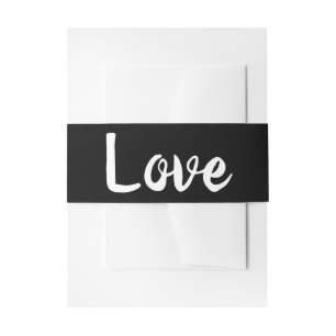 Zwart Witte Trouwliefde Modern Trendy Elegant Uitnodigingen Wikkel