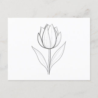 Zwart-witte Tulip line kunst Briefkaart