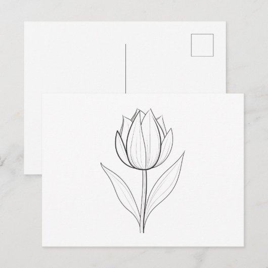 Zwart-witte Tulip line kunst Briefkaart (Voorkant / Achterkant)