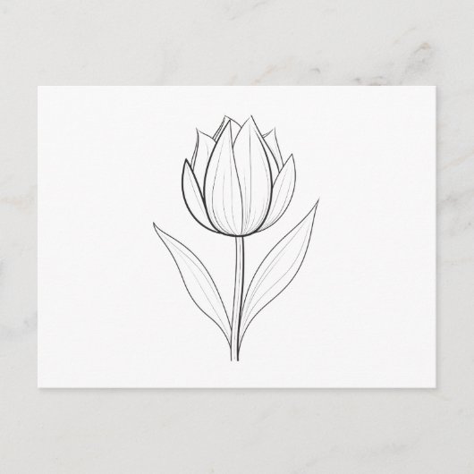 Zwart-witte Tulip line kunst Briefkaart (Voorkant)