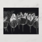 Zwart Witte Tulp Tuin Bloem Krasbord Art Briefkaart (Voorkant)