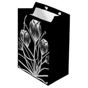 Zwart Witte Tulp Uil Visarend H&S Cadeaubag Medium Cadeauzakje