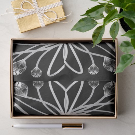 Zwart Witte Tulp Uil Visarend H&S Tissue Papier (Geschenk)