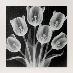 Zwart-witte tulpen Elegante monochroom Legpuzzel