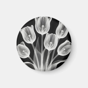 Zwart-witte tulpen Elegante monochroom Magneet