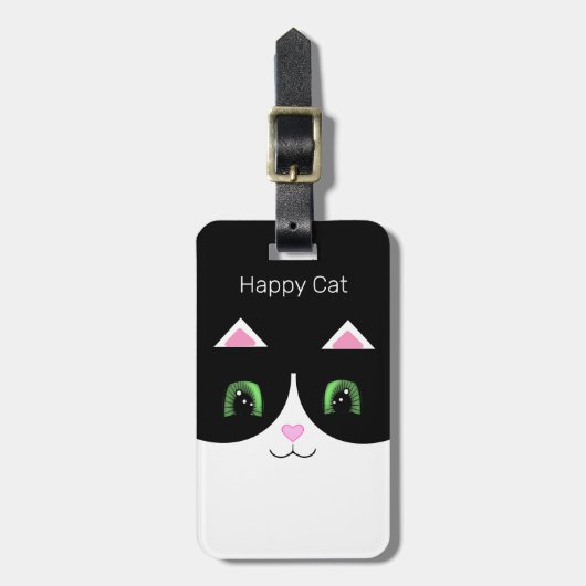 Zwart & Witte Tuxedo Kat Bagagelabel (Voorkant verticaal)