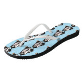 Zwart-witte Tuxedo Kat Katten Schattig Blauw  Teenslippers (Schuin)