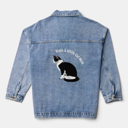 Zwart & Witte Tuxedo Kat Persoonlijk Denim Jacket (Achterkant)
