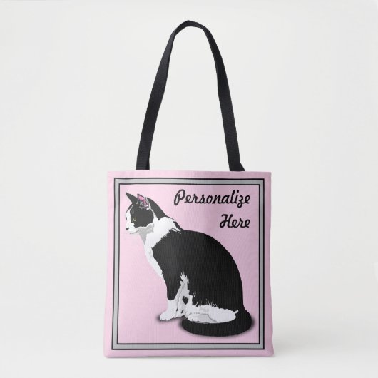 Zwart-witte Tuxedo Kat Persoonlijk Tote Bag (Voorkant)