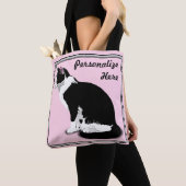 Zwart-witte Tuxedo Kat Persoonlijk Tote Bag (Dichtbij)