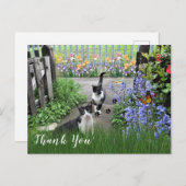 Zwart-witte Tuxedo Katten in tuin Dank u Briefkaart (Voorkant / Achterkant)