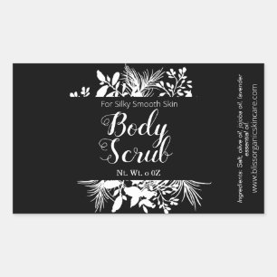 Zwart-witte twijgen en bladeren body scrub spa rechthoekige sticker