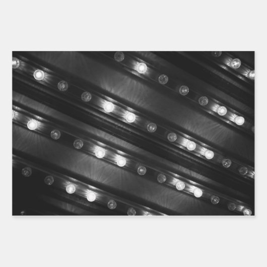 Zwart-witte Twinkle-lichten Inpakpapier Vel (Voorkant 2)