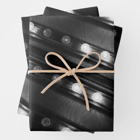 Zwart-witte Twinkle-lichten Inpakpapier Vel (In situ)