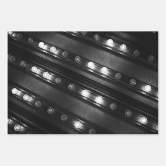 Zwart-witte Twinkle-lichten Inpakpapier Vel (Voorkant)