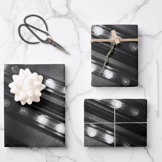 Zwart-witte Twinkle-lichten Inpakpapier Vel (Voorkant)