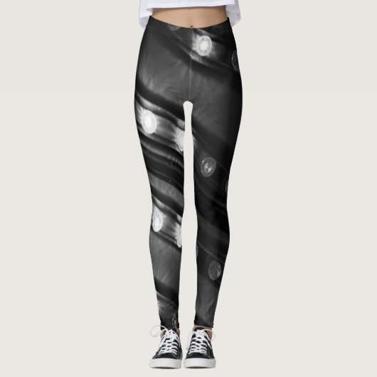 Zwart-witte Twinkle-lichten Leggings (Voorkant)