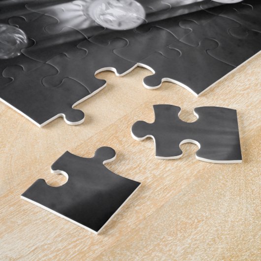 Zwart-witte Twinkle-lichten Legpuzzel (Zijkant)
