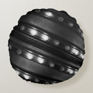 Zwart-witte Twinkle-lichten Rond Kussen